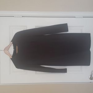 Calvin Klein Collection Crew Neck Grey Long Sleeve Sheath Dress